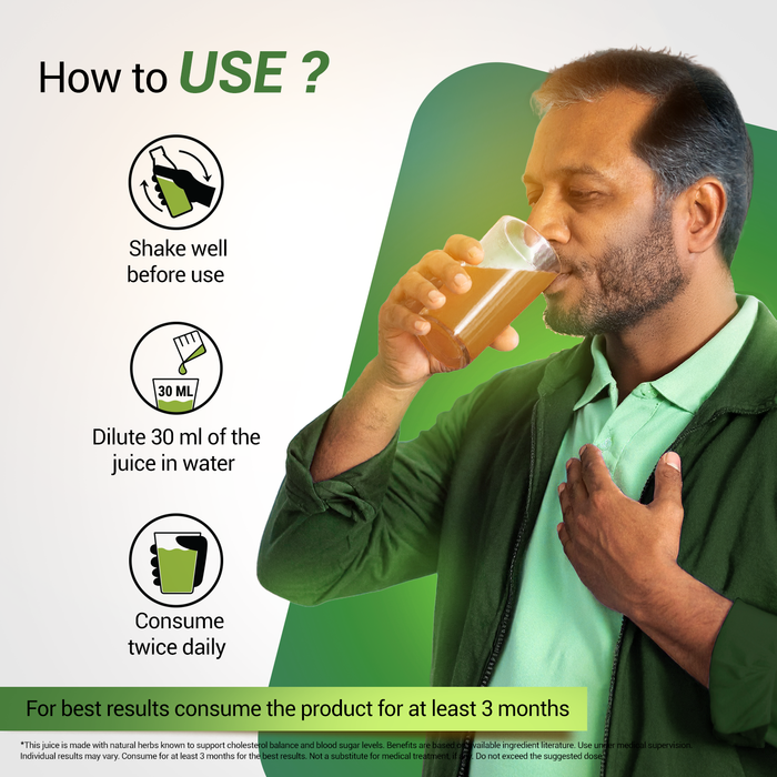2-in-1 Ayurvedic Juice for Diabetes & Cholesterol Care - 1000 ml