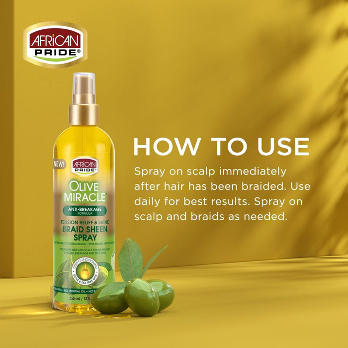 AFRICAN PRIDE Olive Miracle Braid Sheen Spray 12oz