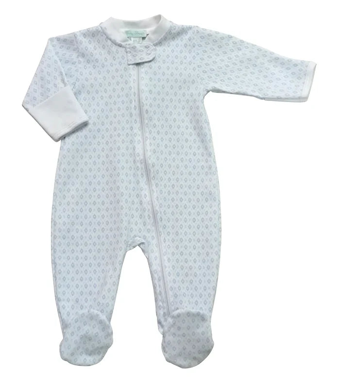 Baby Threads Blue Argyle Zipper Footie
