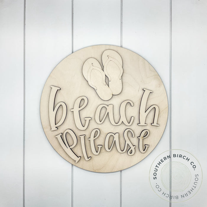 Beach Please 3D Round Blank (Flip Flops)