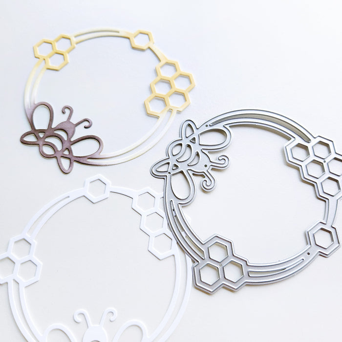 Catherine Pooler - Dies - Honeybee Circle. Available at Embellish Away located in Bowmanville Ontario Canada. Example by Catherine Pooler.