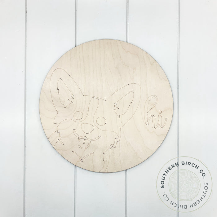 Corgi Etched Round Blank