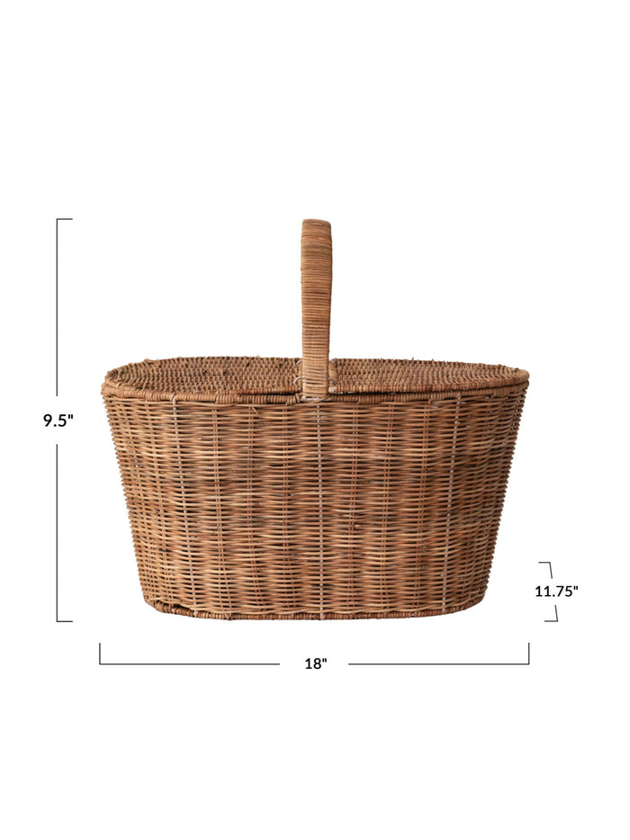 Decorative Hand-Woven Rattan Picnic Basket - Pick Up Only