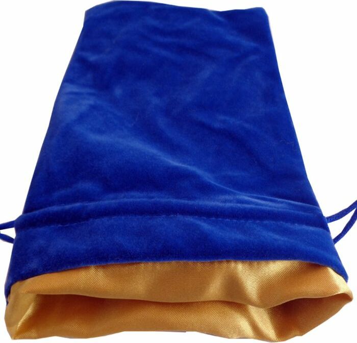Dice Bag: 6x8: Blue Velvet with Gold Satin Lining