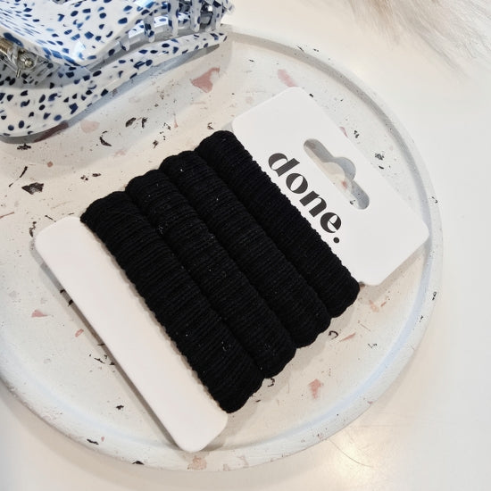 Done Fabric Hair Ties 4 Piece Black