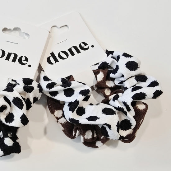 Done Scrunchie Polka Dot 2 Piece - Brown/Cream & White/Black