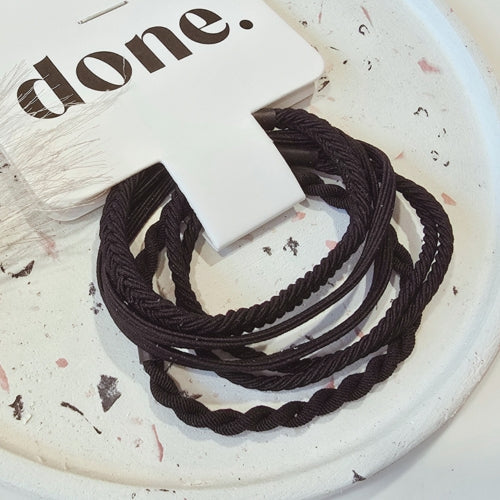 Done Thin Rope Hair Ties 6 Piece Black