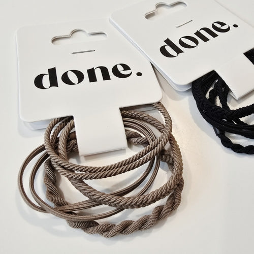 Done Thin Rope Hair Ties 6 Piece Brown