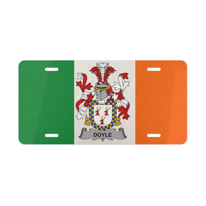 Doyle Irish Family Crest novelty license plate with Irish tricolor