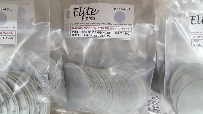 Elite Finish Disc 3'' Gripon 1500 Grit Sandpaper 50 pack Wet or Dry