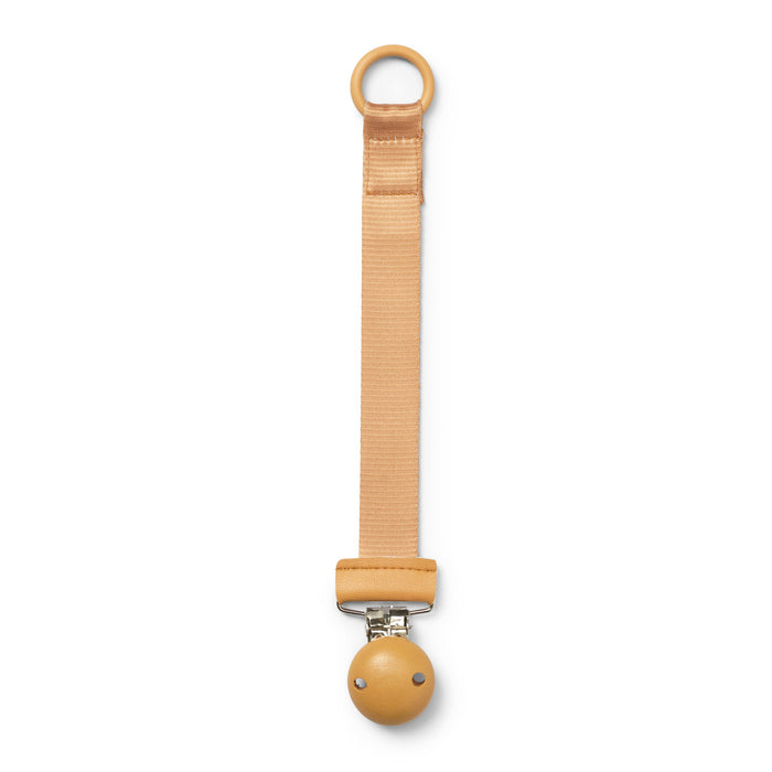 Elodie Schnullerkette Gold mit Holzdetail und Silikonring