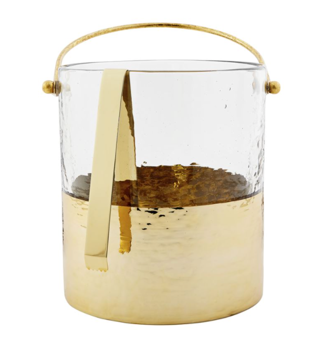 Gold Hammered Glass Ice Bucket - Pine & Moss