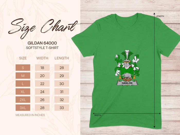 Custom Green T-Shirt with Hanlon Family Crest Design
