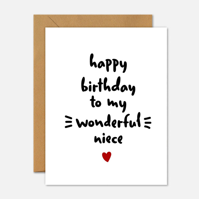 Happy Birthday To My Wonderful Niece Birthday Card - Footnotes Paper