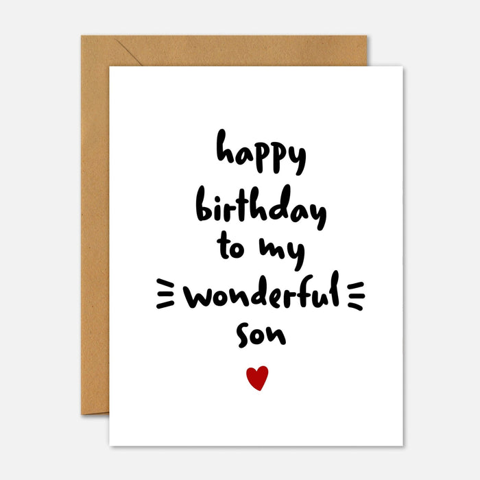 Happy Birthday To My Wonderful Son Birthday Card - Footnotes Paper