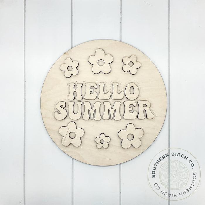 Hello Summer 3D Round Blank (Retro)
