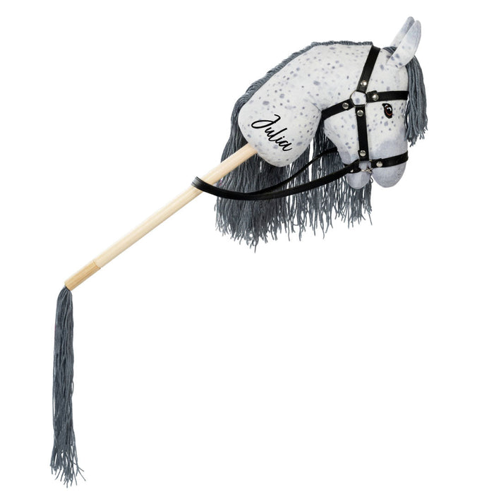 byAstrup Hobby Horse Star Grau mit offenem Maul und abnehmbarem Schweif