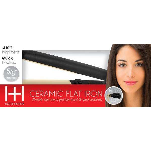 Hot & Hotter Gold Ceramic Flat Iron Mini 5/8 Inch, 1 Count, Black