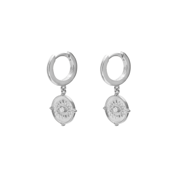 Huggie Earring with CZ Eye - Sterling Silver