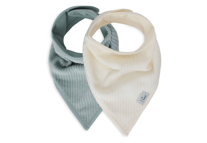 Jollein Bandana-Lätzchen Velvet Rib Sea Green und Ivory im 2er-Set