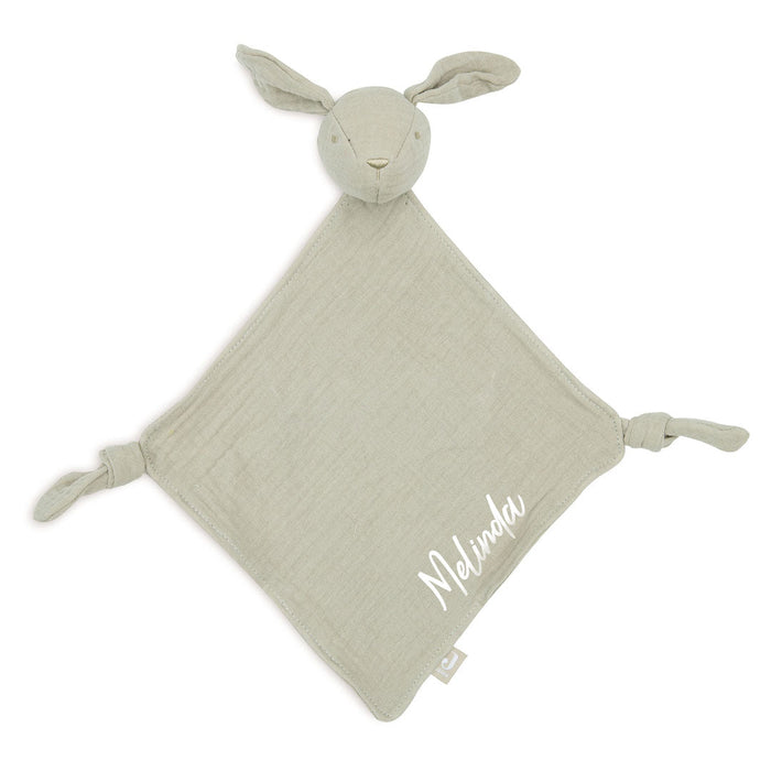Jollein Schnuffeltuch Hase Olive Green 40 × 40 cm, personalisierbar