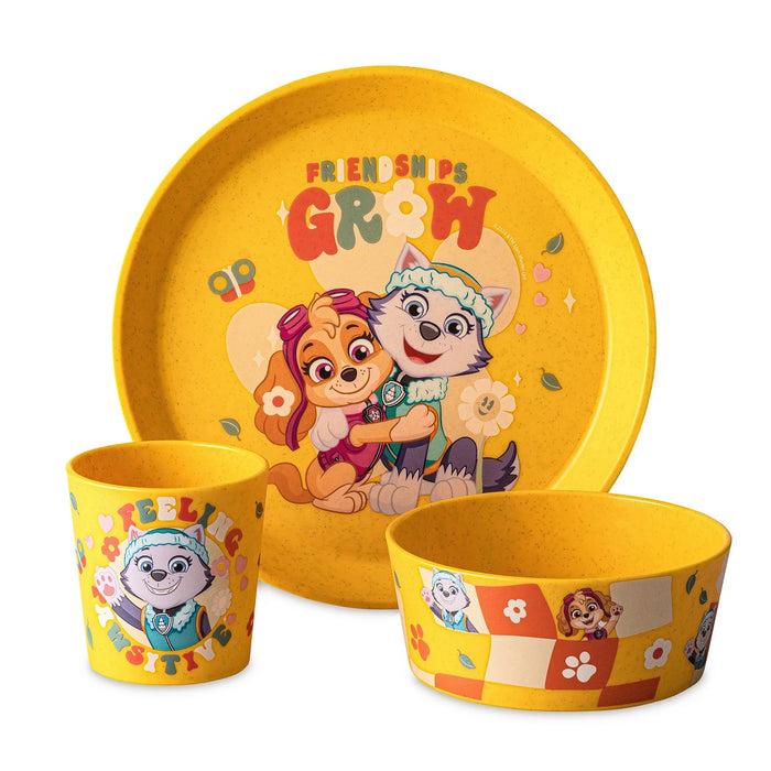 Koziol Connect Grow Paw Patrol Kindergeschirr Gelb mit Teller, Schale und Becher