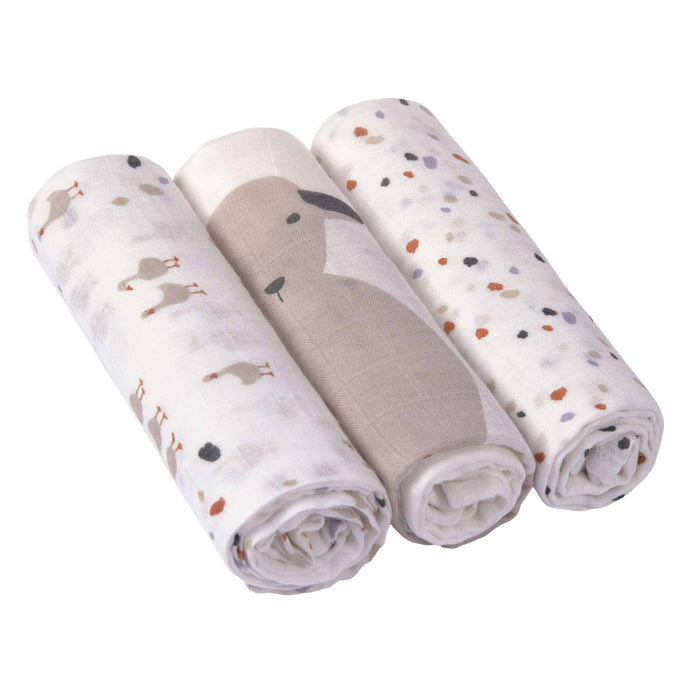 Lässig Tiny Farmer Speckles Musselintücher im 3er-Set, 80 × 80 cm