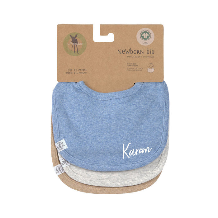 Lässig Spucklätzchen Blau Hellgrau Beige im 3er-Set aus Bio-Baumwolle