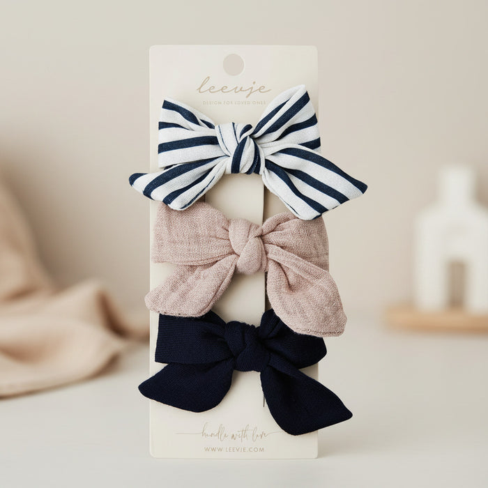 leevje Haarspangen Large Bows Navy im 3er-Set