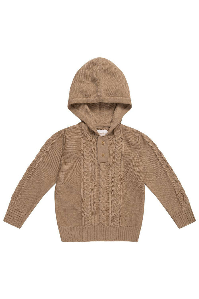 leevje Strick-Hoodie Walnut Braun aus Merinowolle Größe 98/104