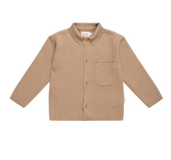leevje Strickhemd Coffee Beige aus Merinowolle Größe 98/104