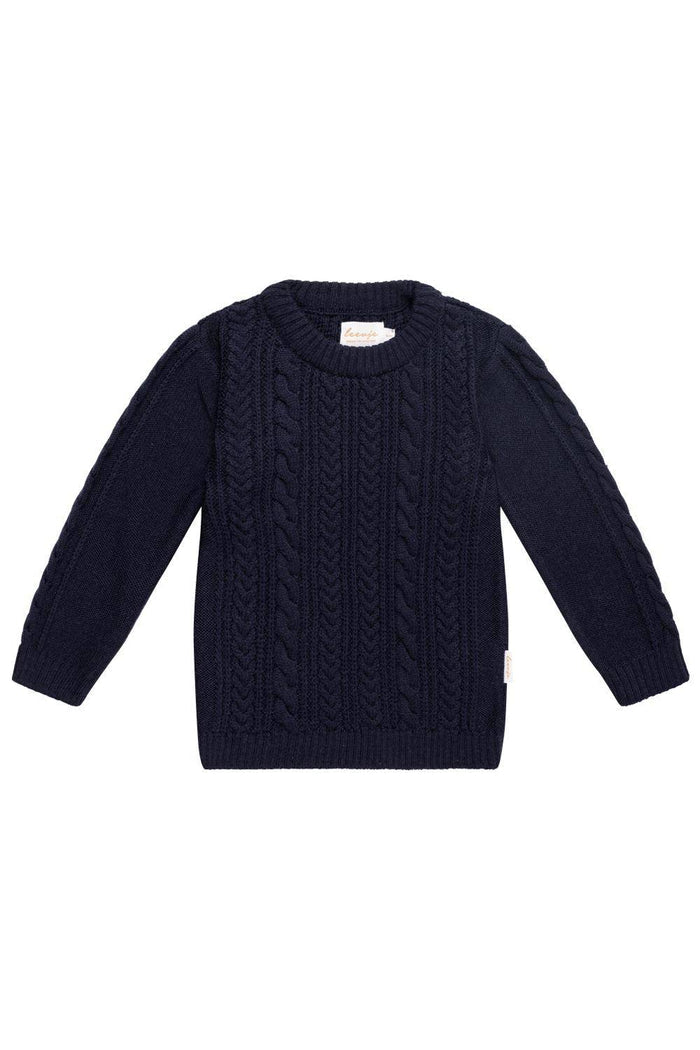 leevje Strickpullover Navy Blau aus Merinowolle Größe 74/80