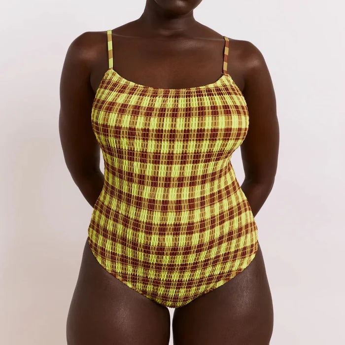 Lilibet Swimsuit in Green & Choc Print