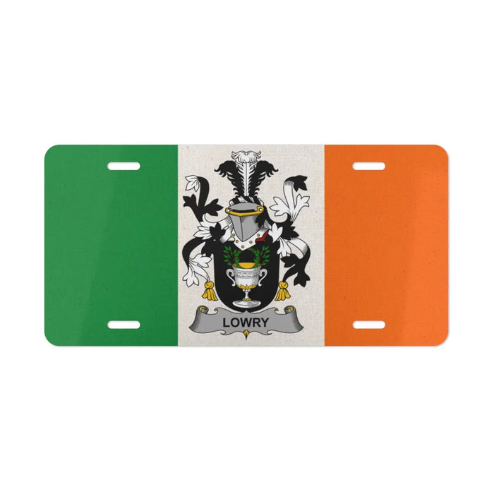 Irish Flag with Lowry Family Crest License Plate
