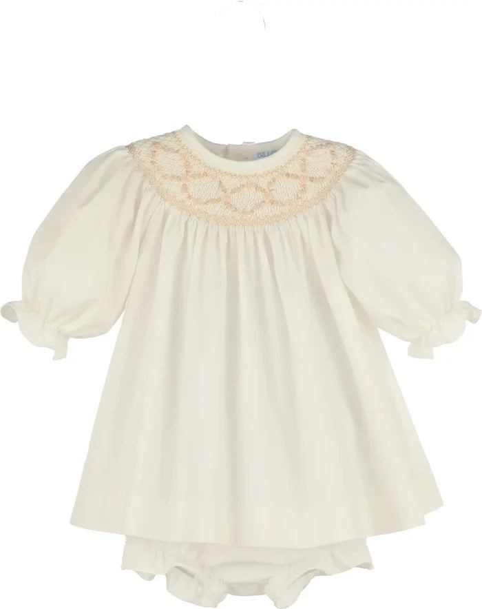 Luli & Me Classic Smock Bishop Set-Ivory
