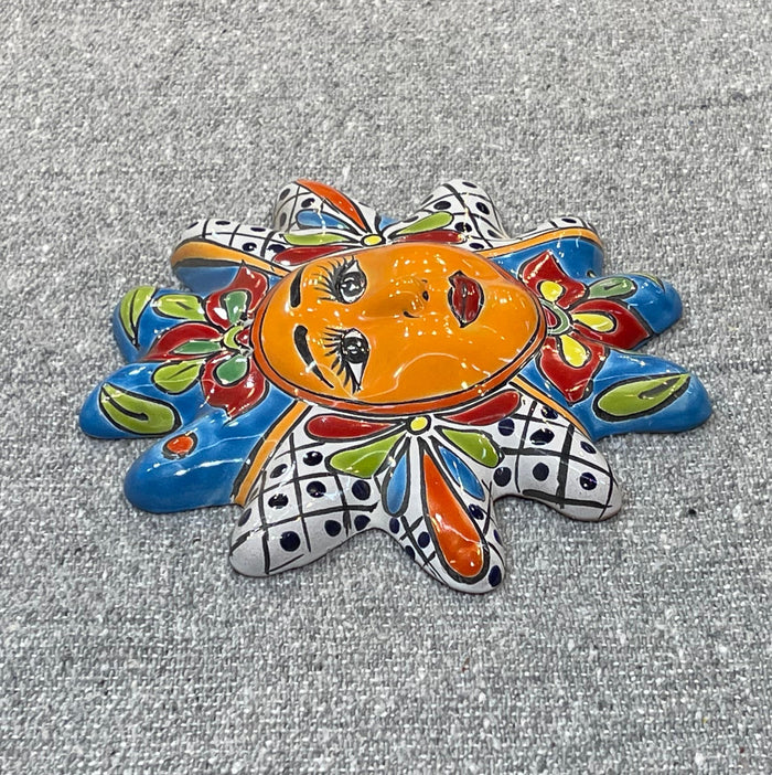Mexican Wall Hanging Talavera Pottery Sun Face 10" TSM2006