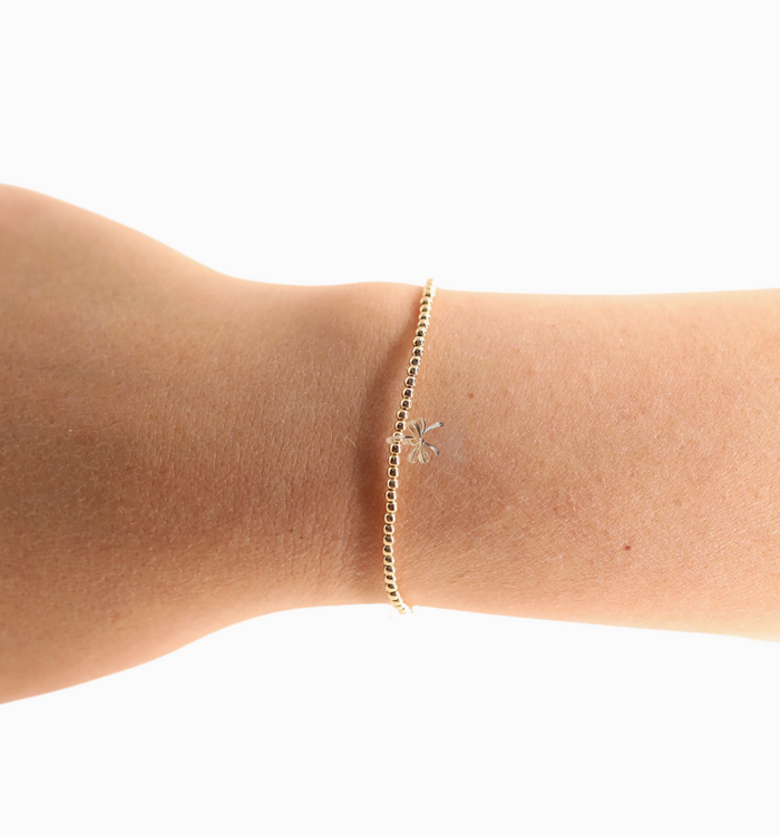 Mini Cross Gold Charm Bracelet - Detail View - Beaded Blondes