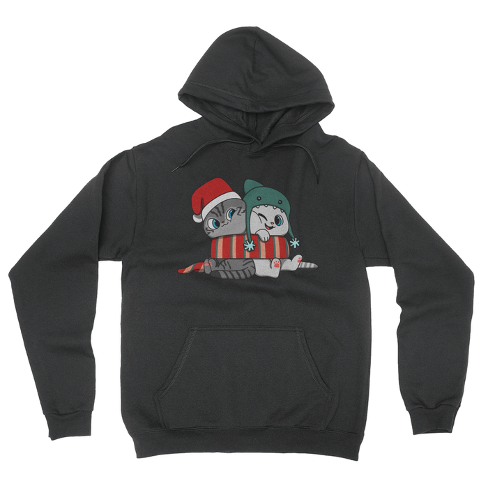 Nala and Coffee Snuggle Scarf Holiday Hoodie Black