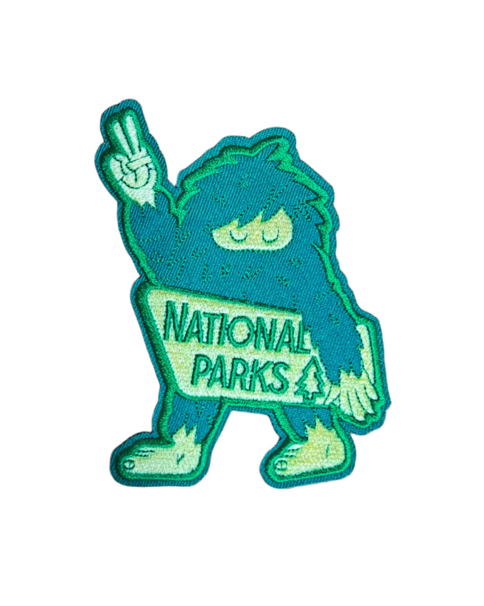 National parks bigfoot sasquatch embroidered iron on patch sold by Le Monkey House