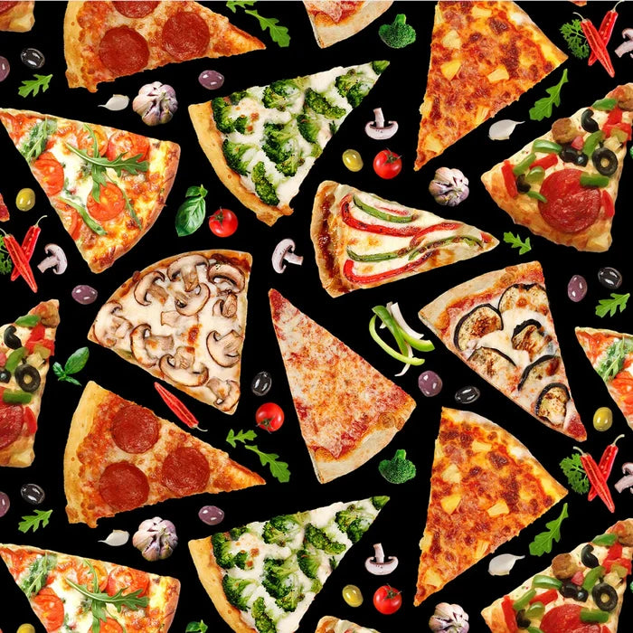 Pizza Black- Fat Quarter