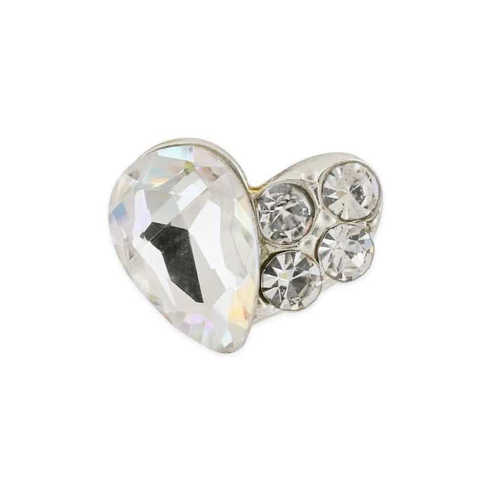 Pot of 10 Charms - Silver Crystal Heart Naio Nails