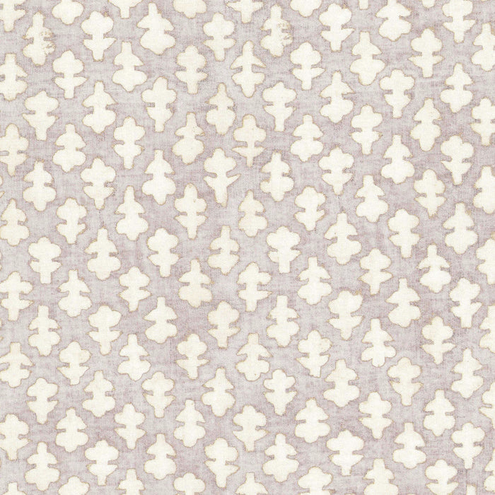 Quinn Wisteria wallpaper with soft lavender background and cream textured floral geometric pattern, customizable design