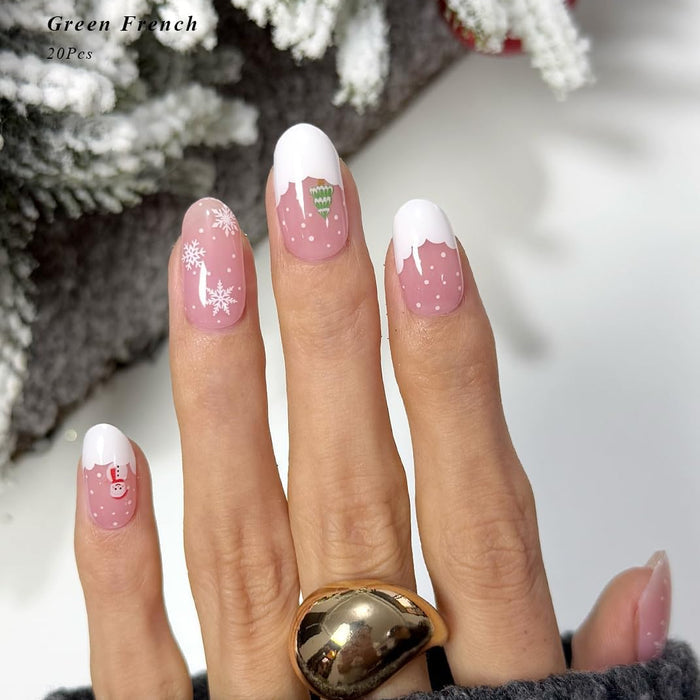 Semicured UV Gel Nail Strips NG200660 - Christmas Snowflake Nail Art Detail