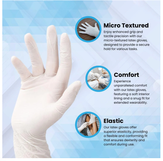 Shamrock Latex Industrial Powder Free Textured Gloves Size MEDIUM - Case Pack Of 1000 Gloves