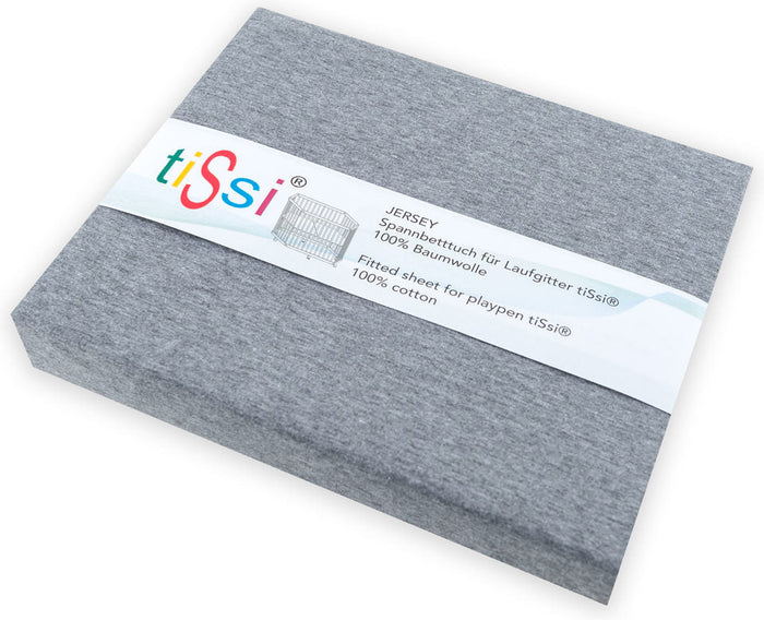 tiSsi Spannbettlaken für 6-eckiges Laufgitter in Grau aus 100 % Baumwolle