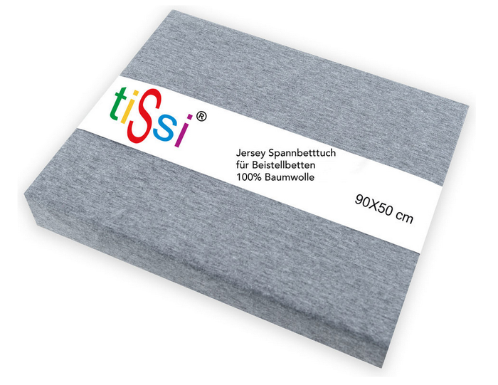 tiSsi MAXI Spannbettlaken Grau 90 × 50 cm für Boxspring-Beistellbett