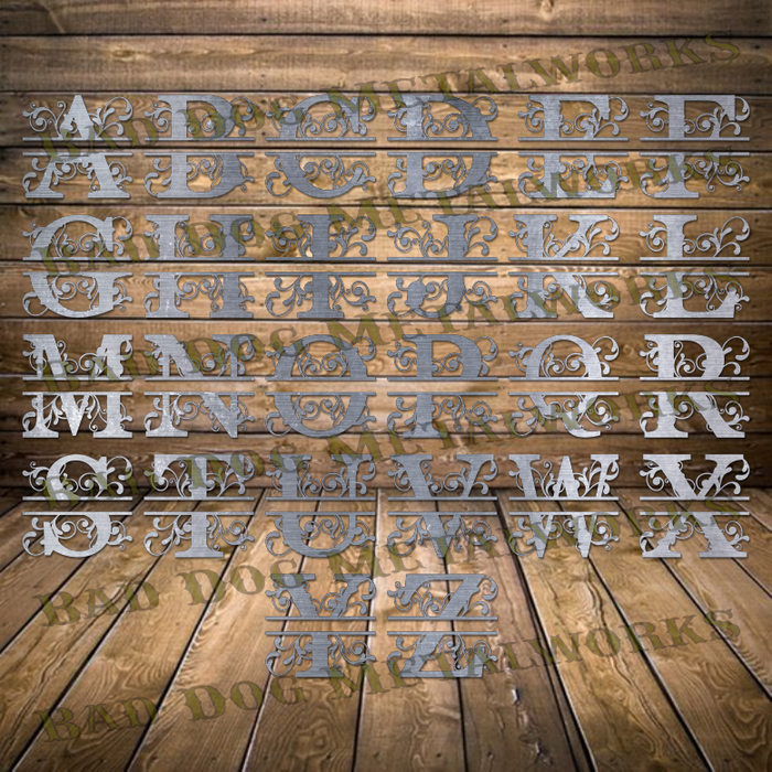 Split Scroll Monogram Set - Dxf and Svg