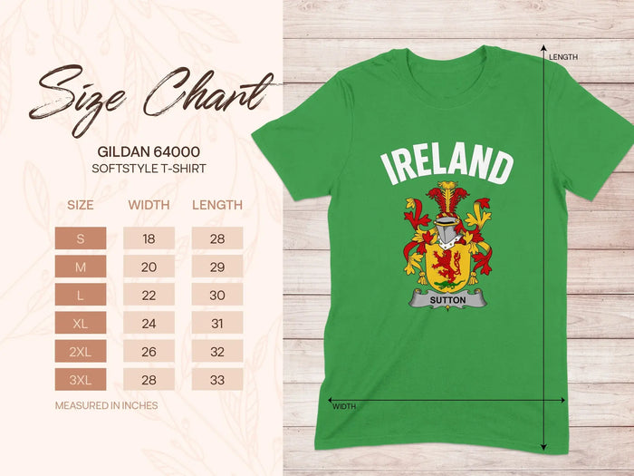 Ireland Sutton Family Crest Graphic T-Shirt