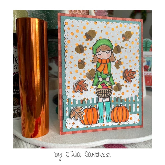 Therm-O Web - Deco Foil Hot Foil Roll - 5" x 15 ft. - Copper. Available at Embellish Away located in Bowmanville Ontario Canada. Example by Julia Sandvoss.