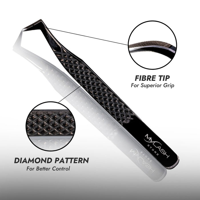 Titanium Black Tweezers with Fibre Tip & Diamond Handle
